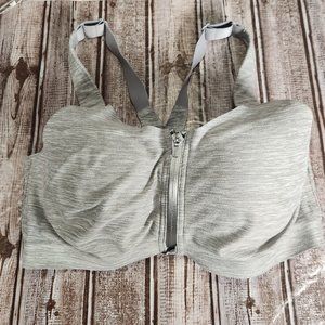 VICTORIA'S SECRET Knockout Sports Bra 34DDD Gray Zipper Front Close High Impact
